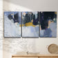 Three-panel canvas wall art featuring icy abstract arctic ledge, displayed in a minimalist living room above a console table.