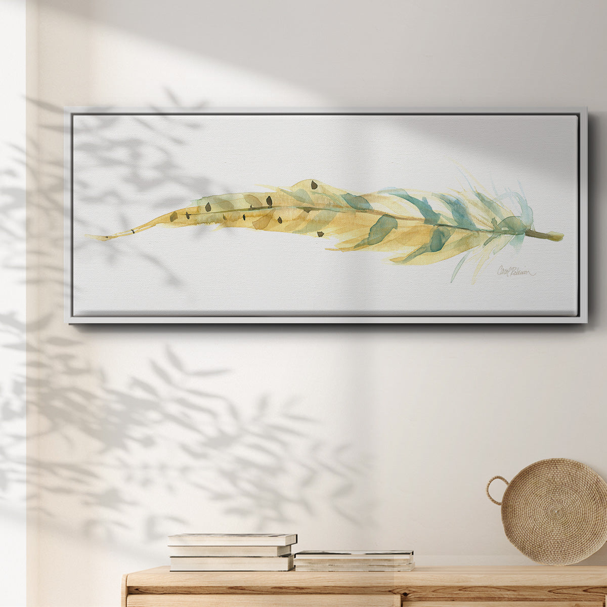 Tail Feather III - Floater Framed Canvas Print