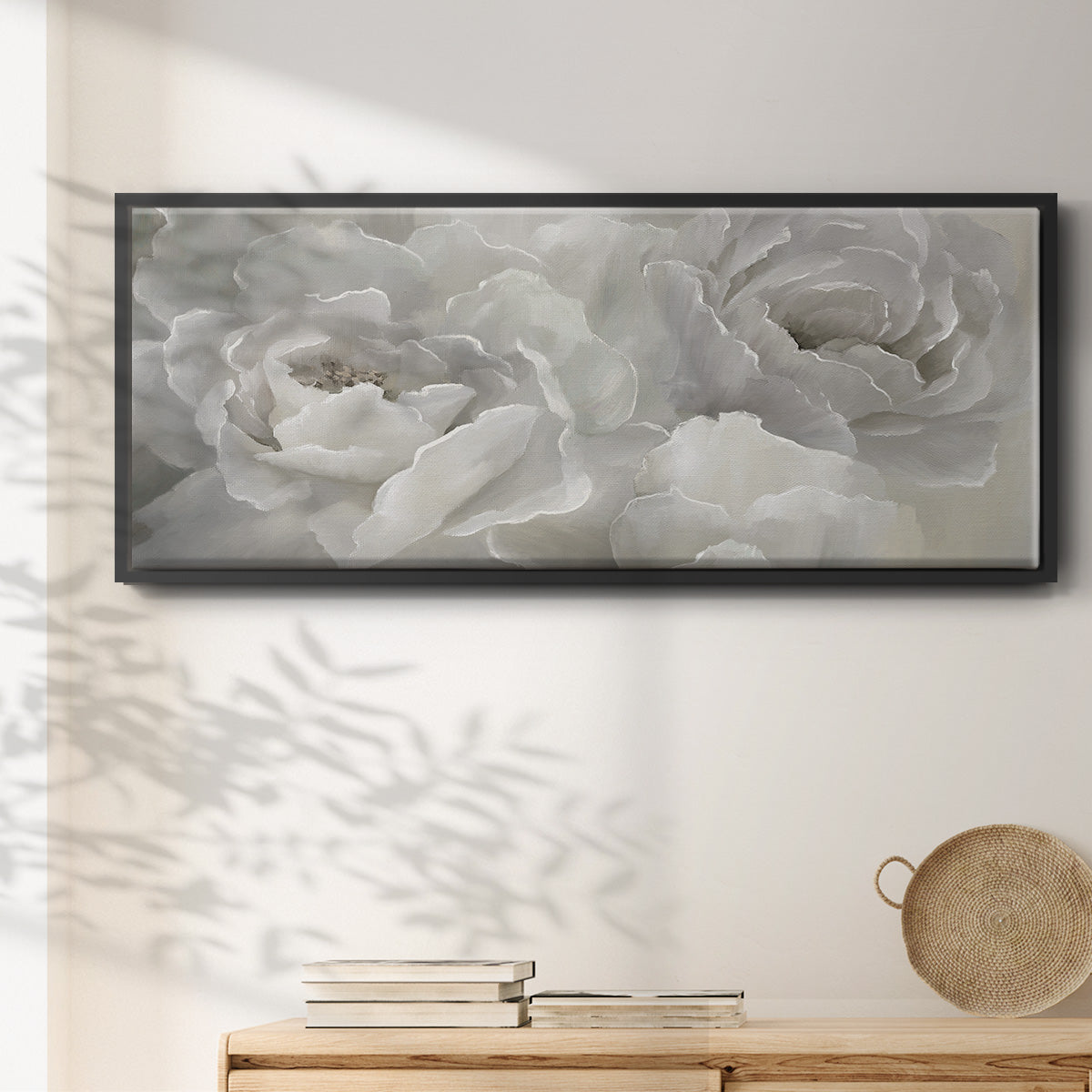 Soft Peony Lace - Floater Framed Canvas Print