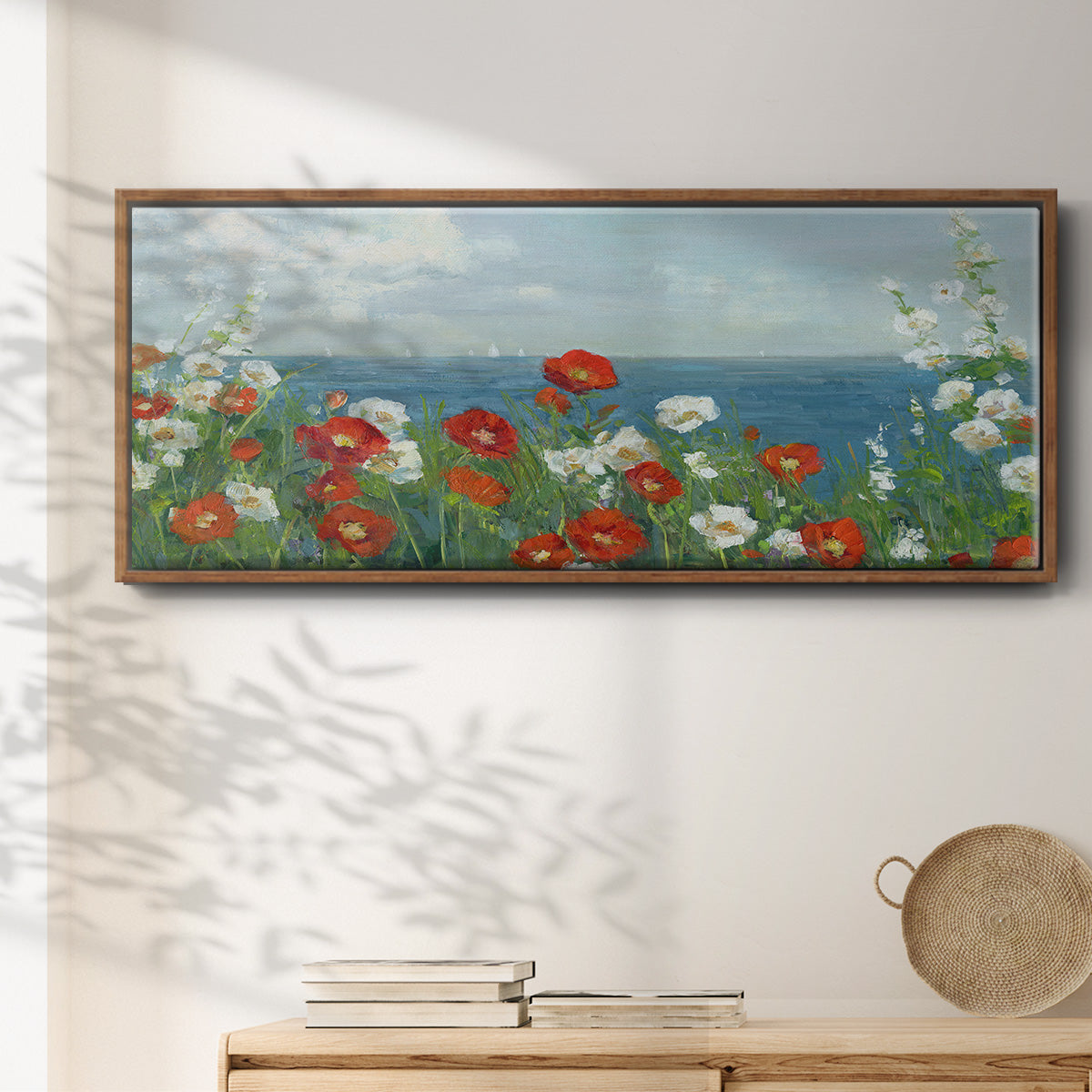 Through the Flowers - Floater Framed Canvas Print