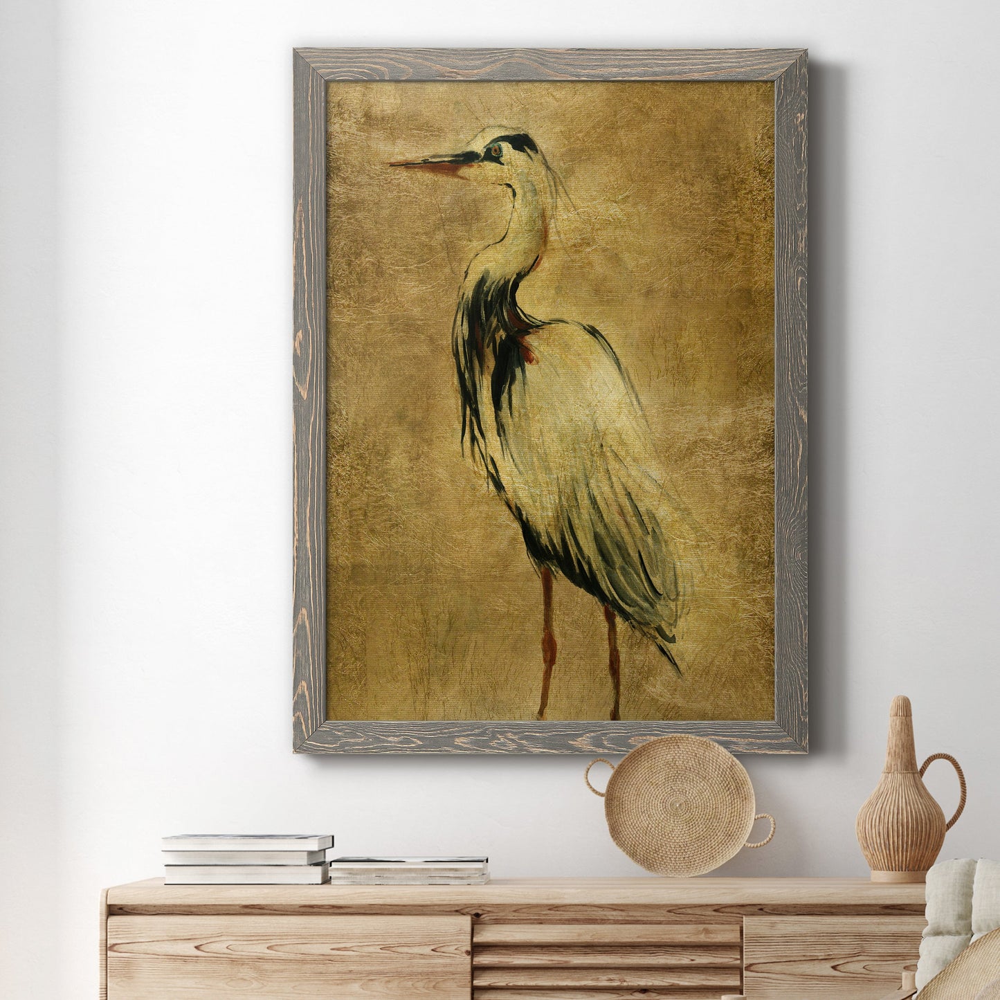 Gold Crane at Dusk II - Premium Canvas Framed in Barnwood - Ready to Hang