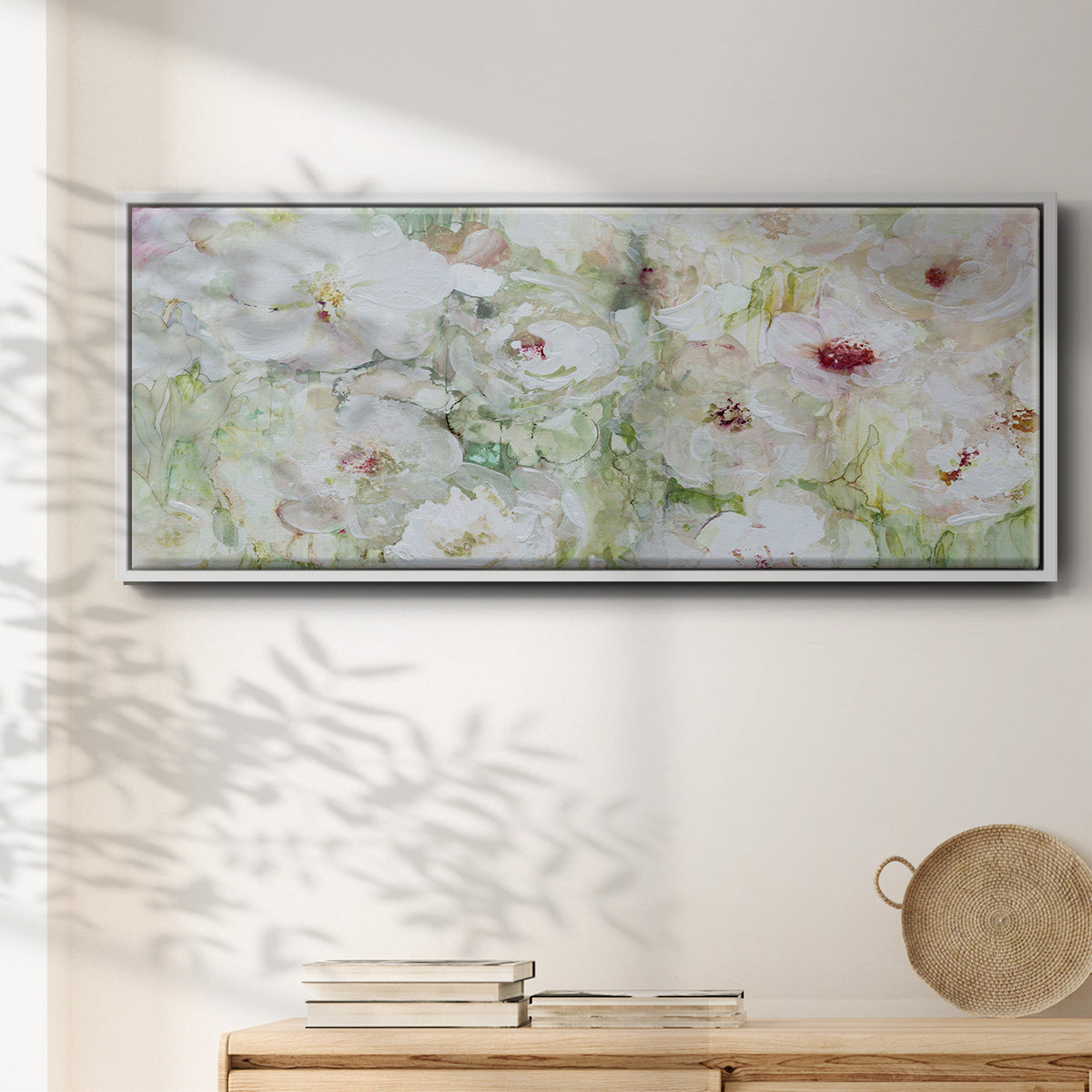 Jardin Blanc - Floater Framed Canvas Print