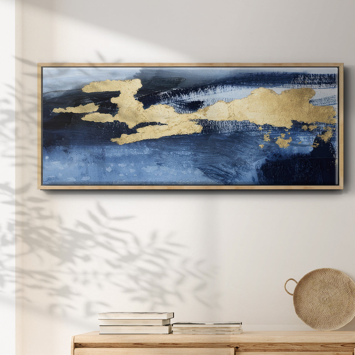 Gilded Indigo Sea I  - Floater Framed Canvas Print