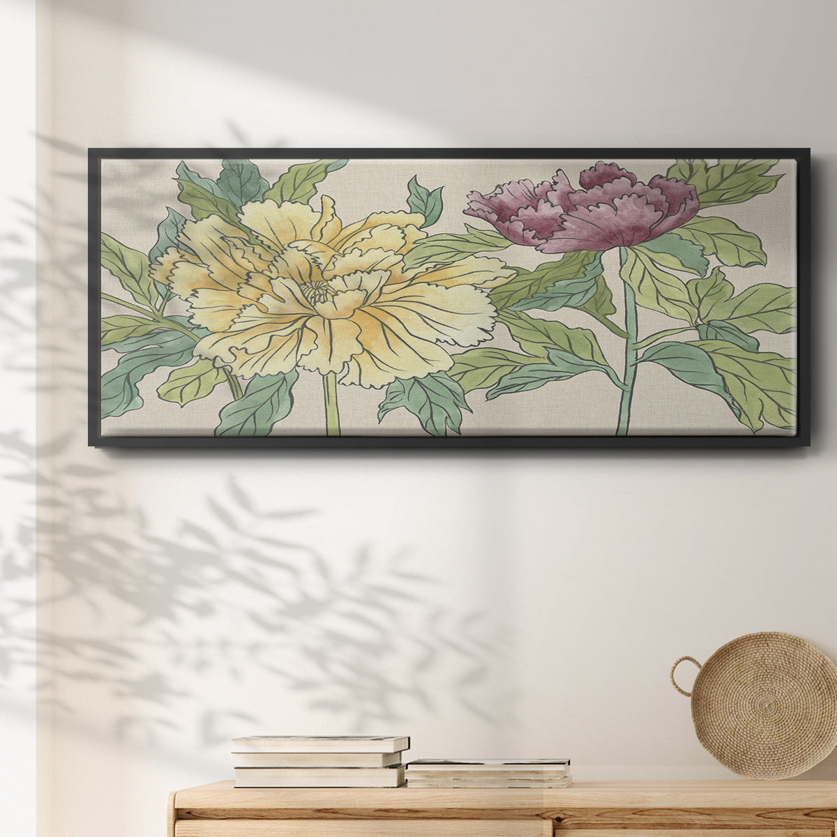 Peony Blooms II - Floater Framed Canvas Print