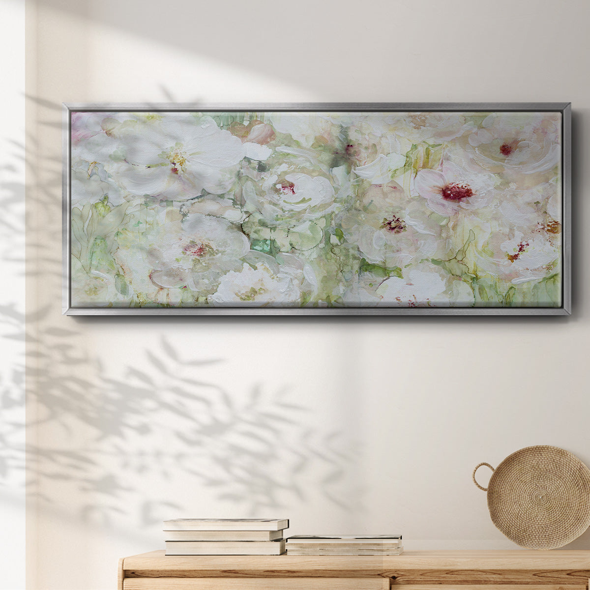 Jardin Blanc - Floater Framed Canvas Print