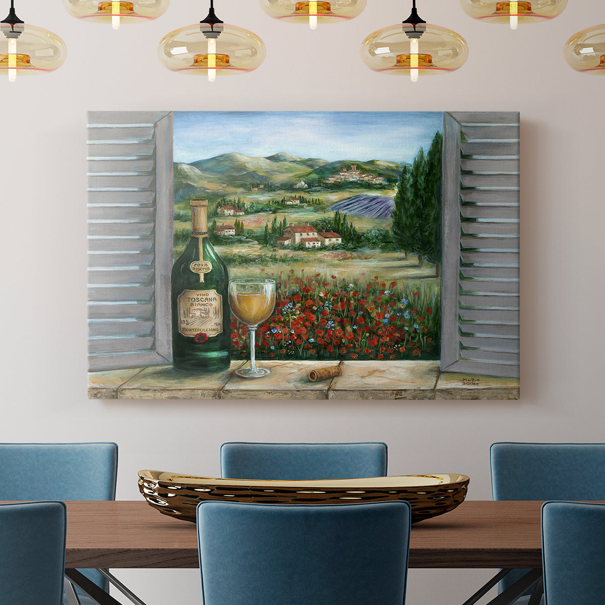 Tuscan White and Poppies - Canvas Art Print