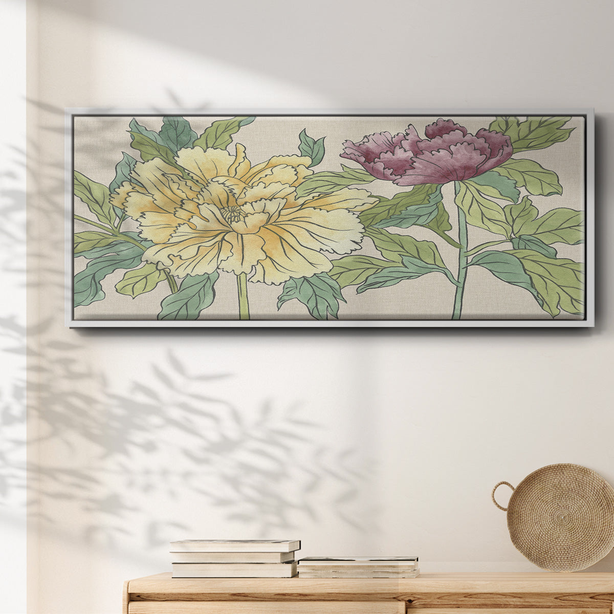 Peony Blooms II - Floater Framed Canvas Print