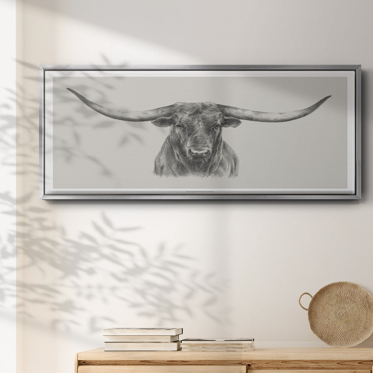 Longhorn Bull - Floater Framed Canvas Print