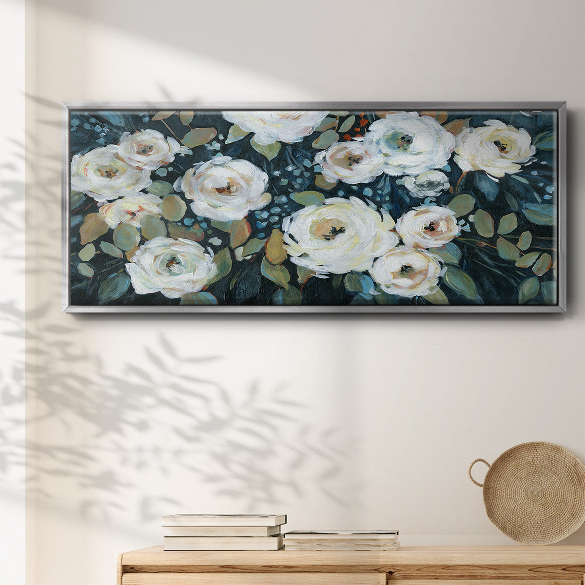 Moonlit Garden I - Floater Framed Canvas Print