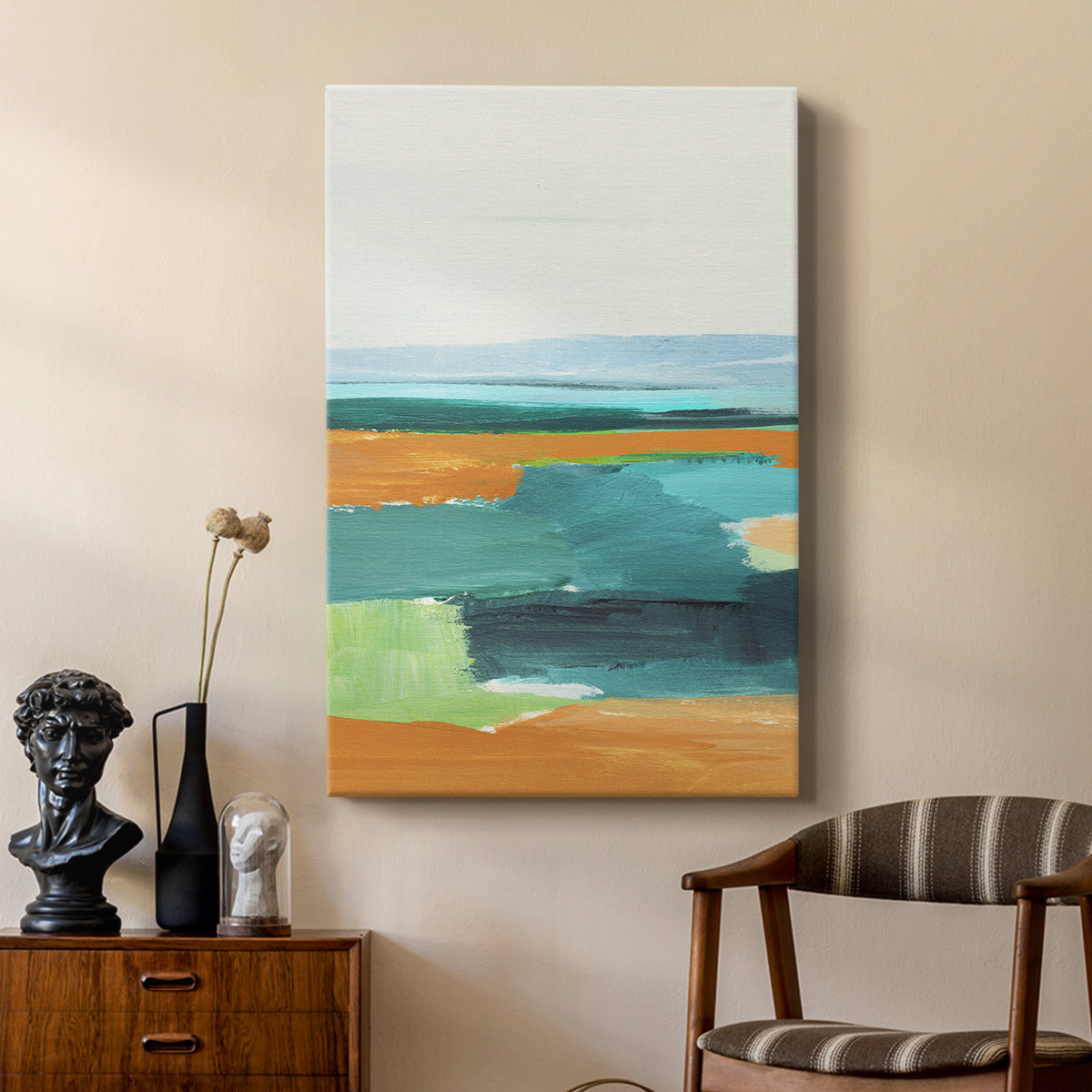 Aqua and Orange I - Canvas Art Print