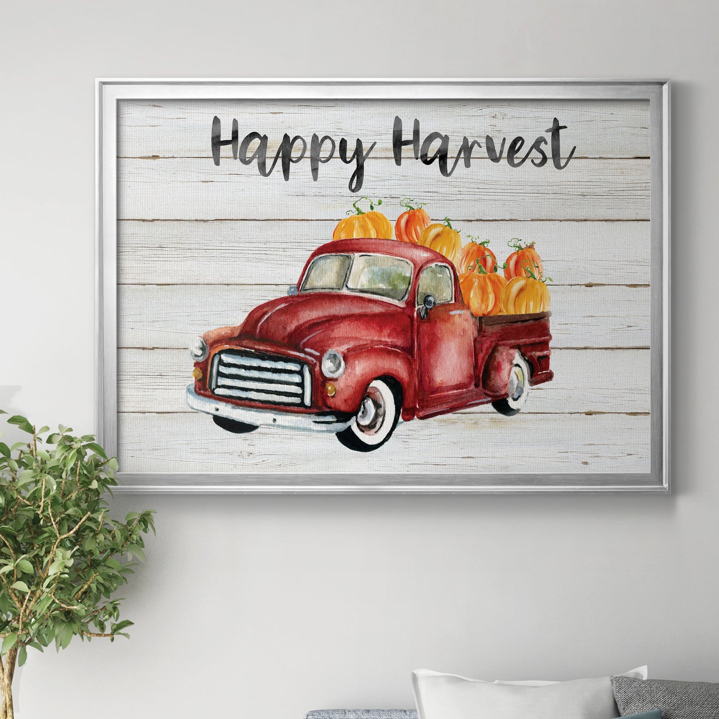 Happy Harvest Truck Premium Classic Framed Canvas - Ready to Hang