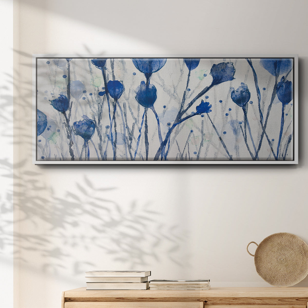 Blue Day Garden - Floater Framed Canvas Print