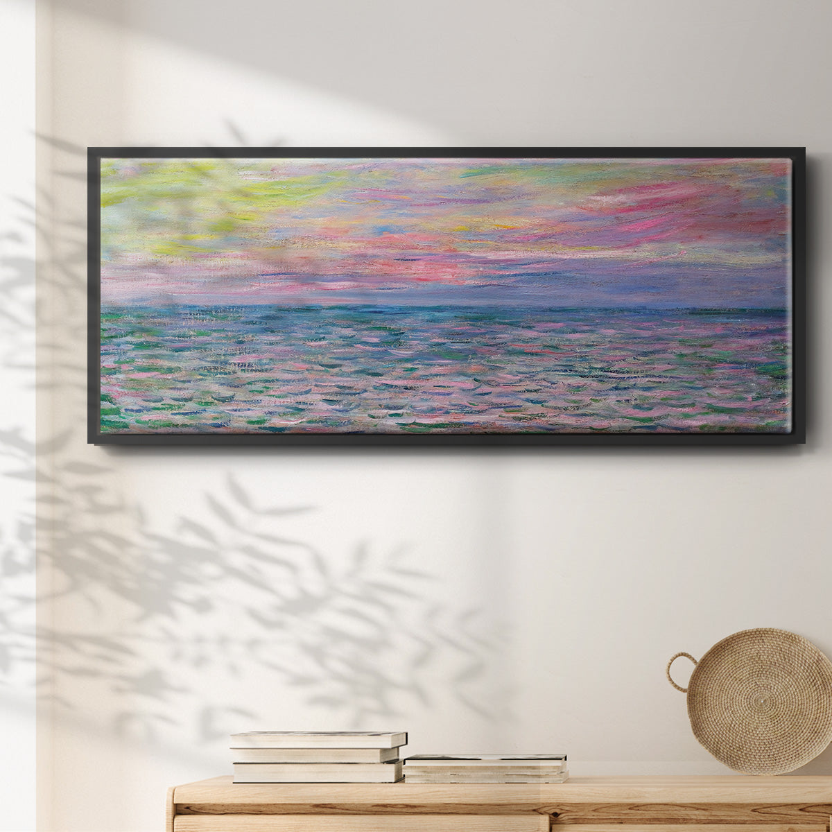 Sunset on the Sea at Pourville, 1882 - Floater Framed Canvas Print
