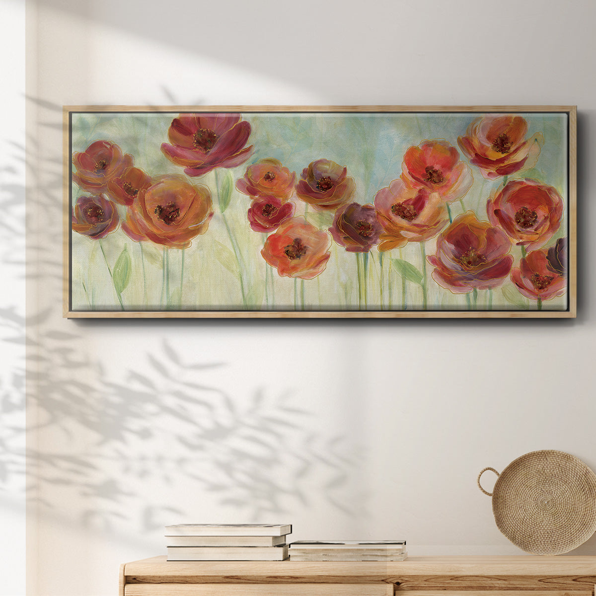 Warm Meadow Poppies - Floater Framed Canvas Print