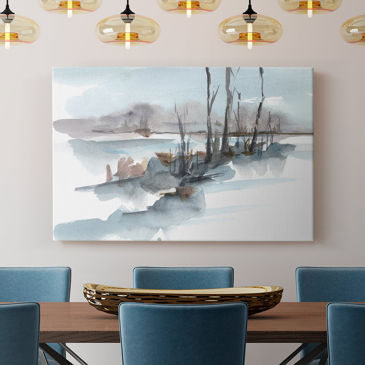 Winter Stream Watercolor I - Canvas Art Print