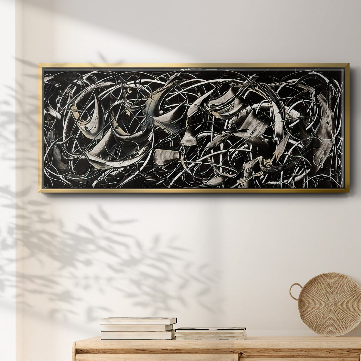 Linear Movement II - Floater Framed Canvas Print