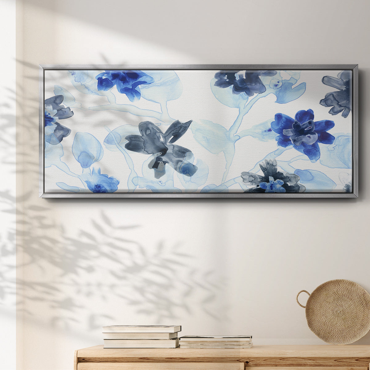 Blue Gossamer Garden V - Floater Framed Canvas Print