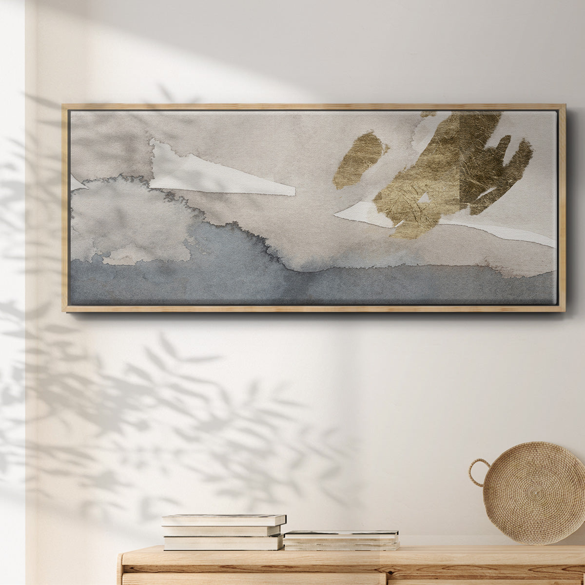 Watercolor with Gold I - Floater Framed Canvas Print