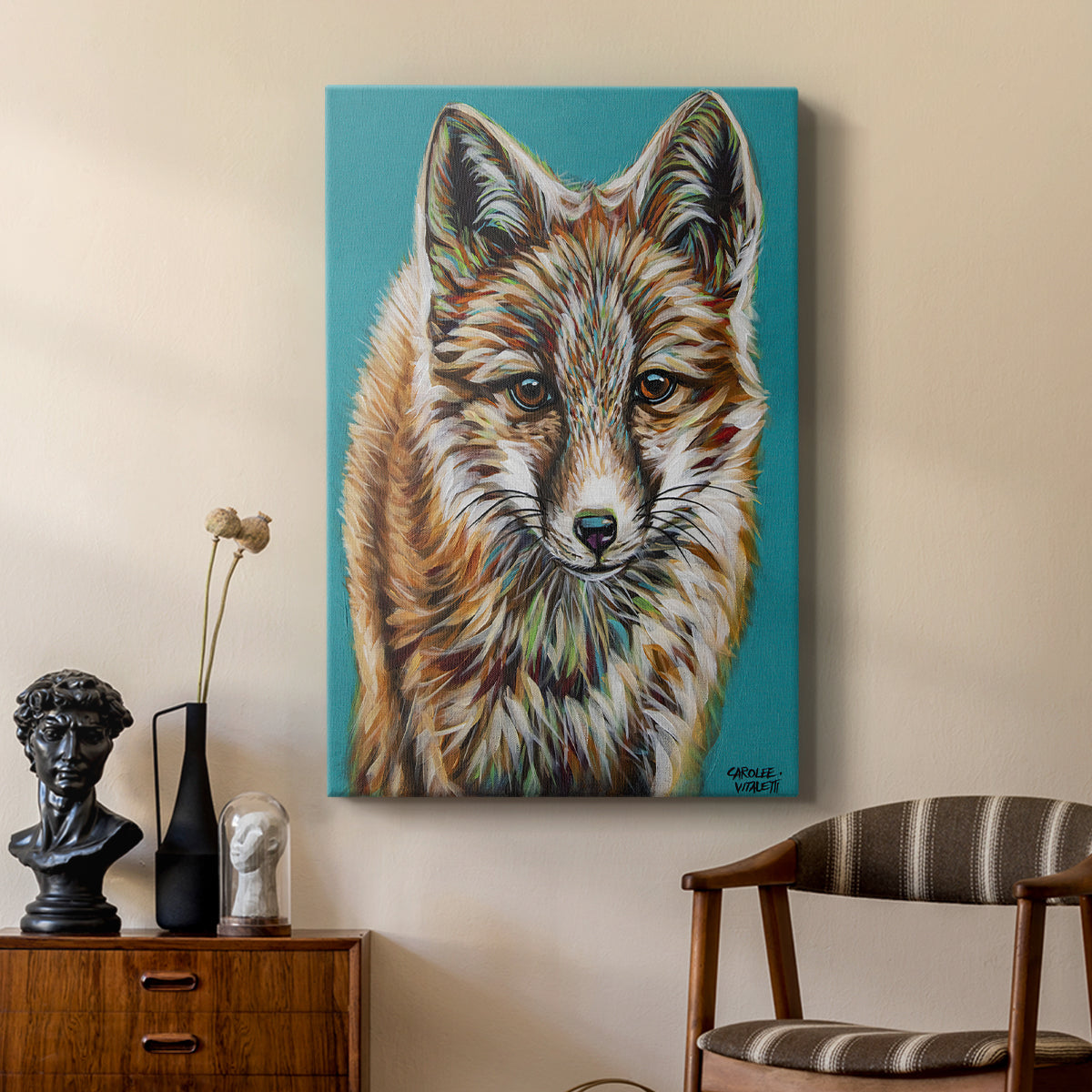 Teal Fox - Canvas Art Print