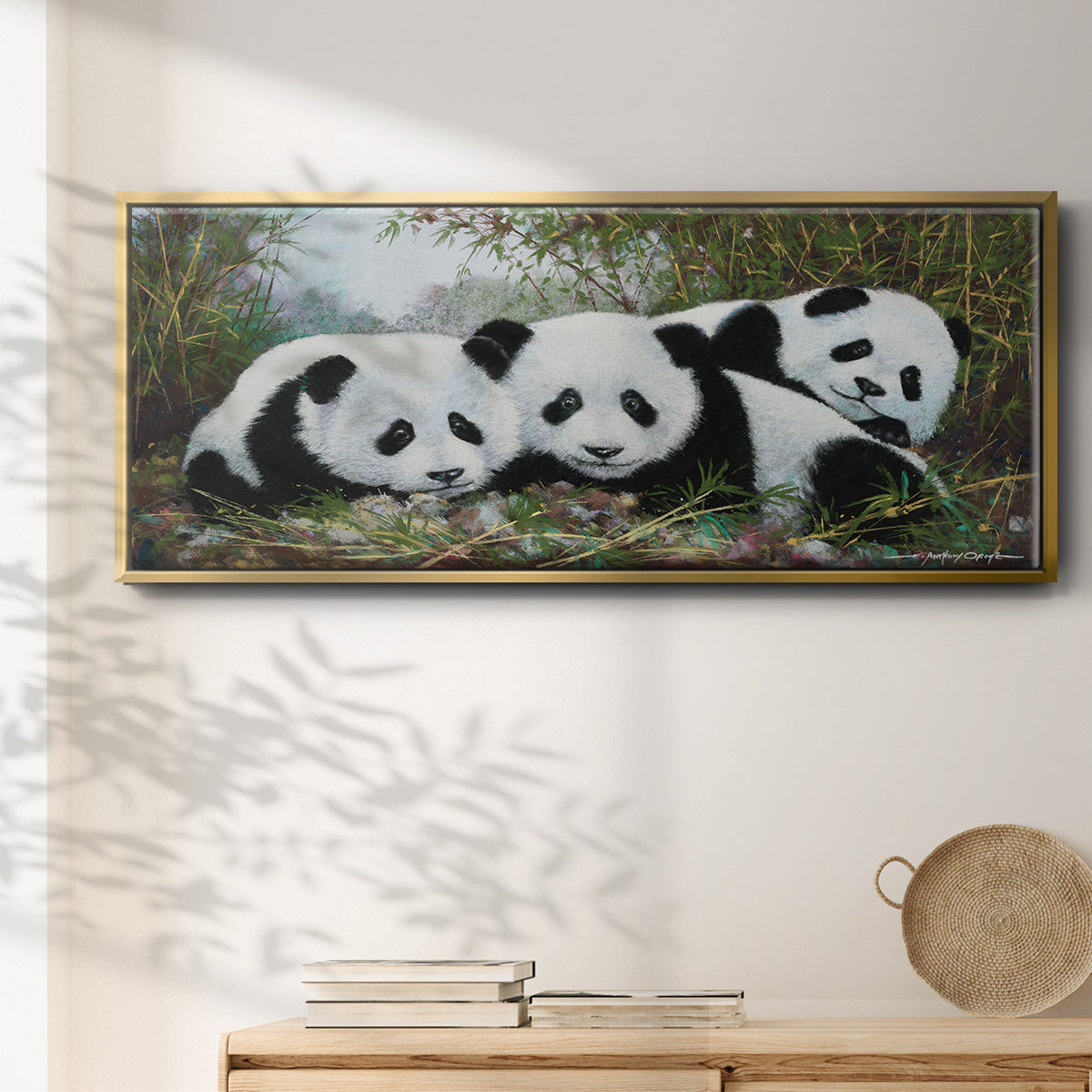 Panda Play - Floater Framed Canvas Print