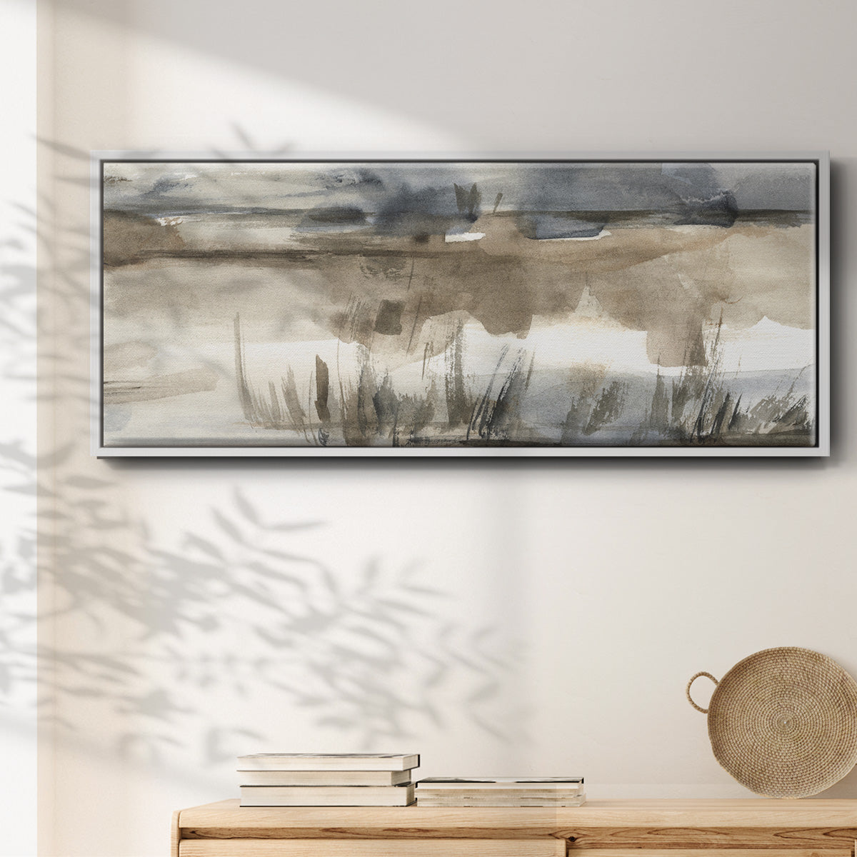 BlueGrey Marsh I - Floater Framed Canvas Print