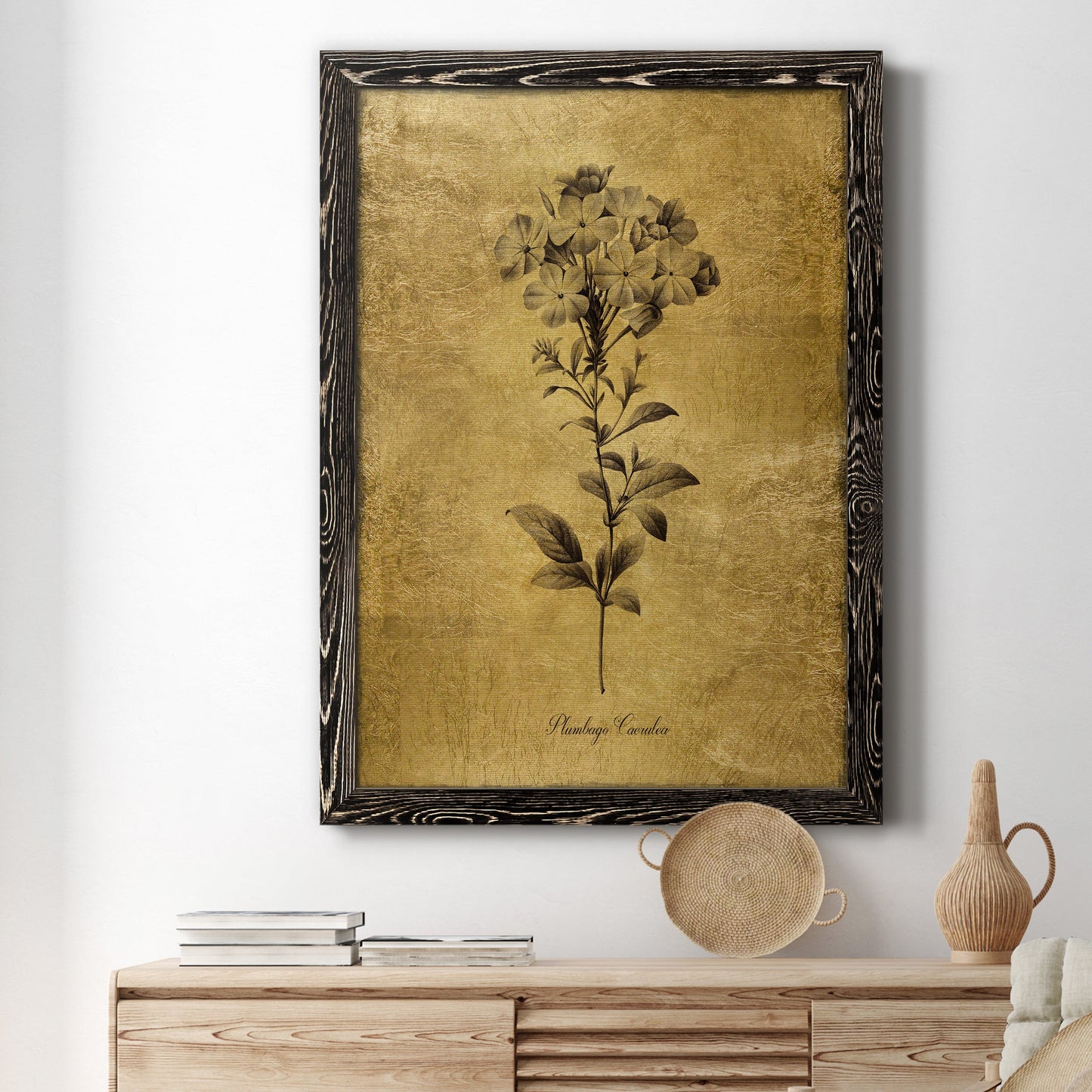 Gold Sketch Botanical II - Premium Canvas Framed in Barnwood - Ready to Hang