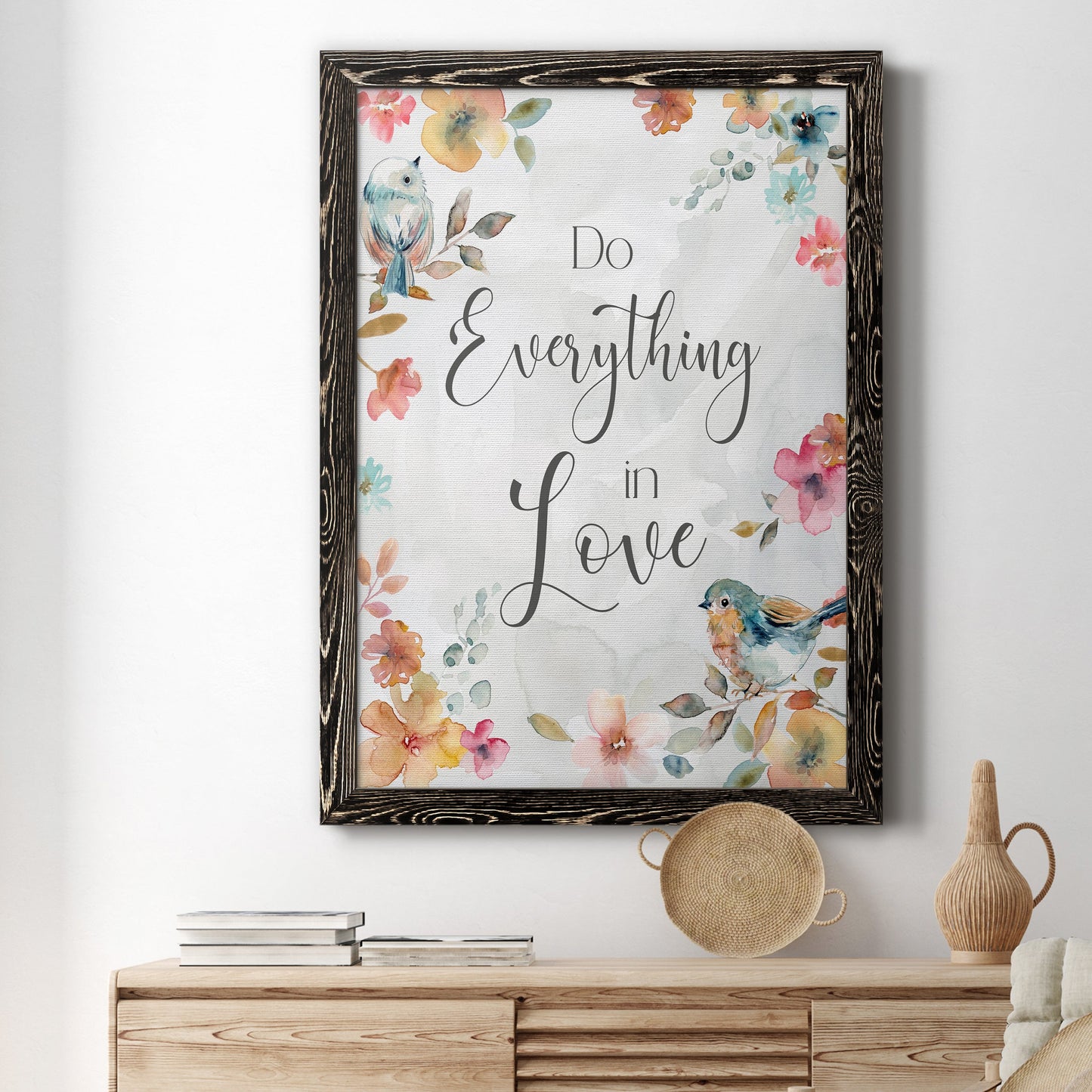 Spring Bird Love - Premium Canvas Framed in Barnwood - Ready to Hang