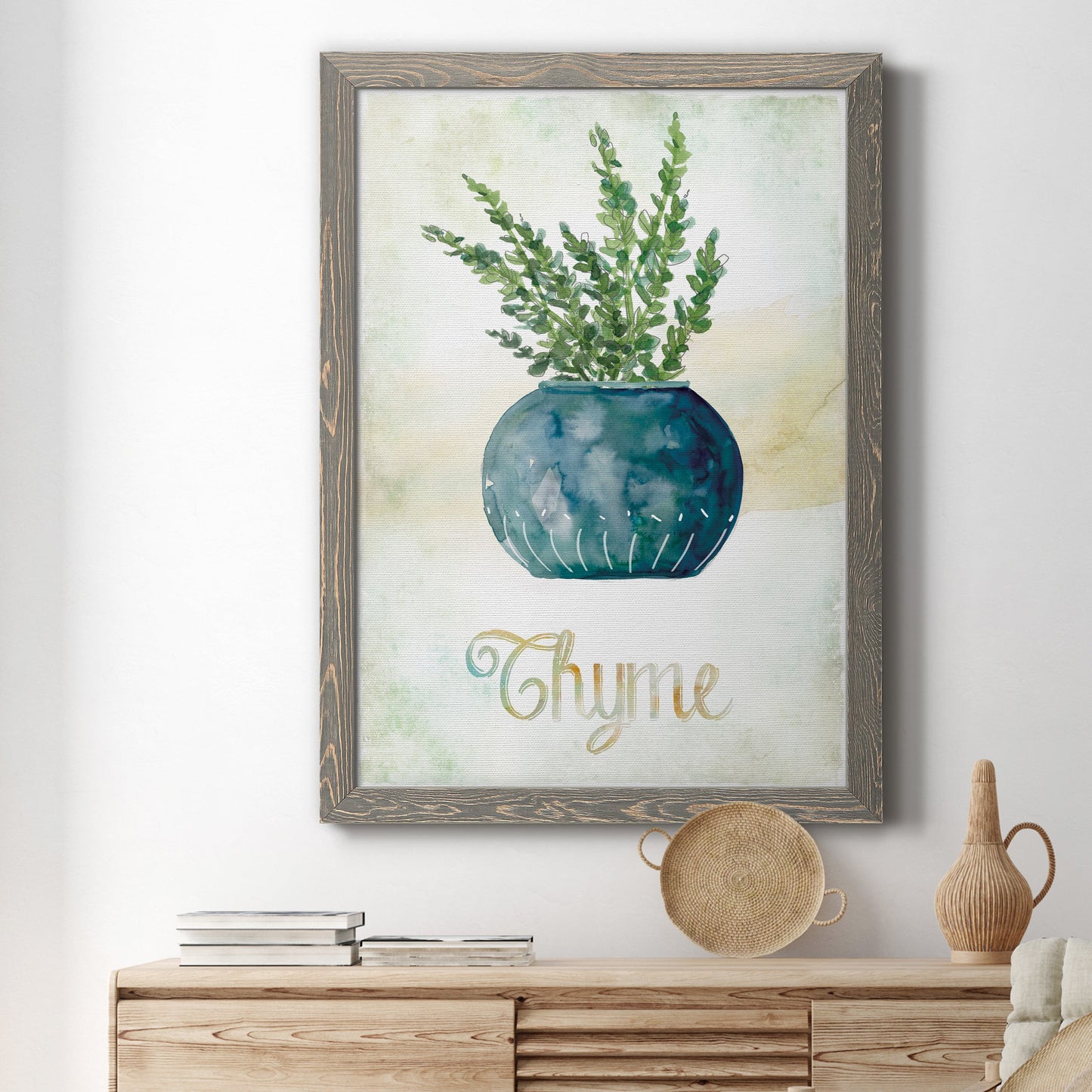 Potted Thyme - Premium Canvas Framed in Barnwood - Ready to Hang