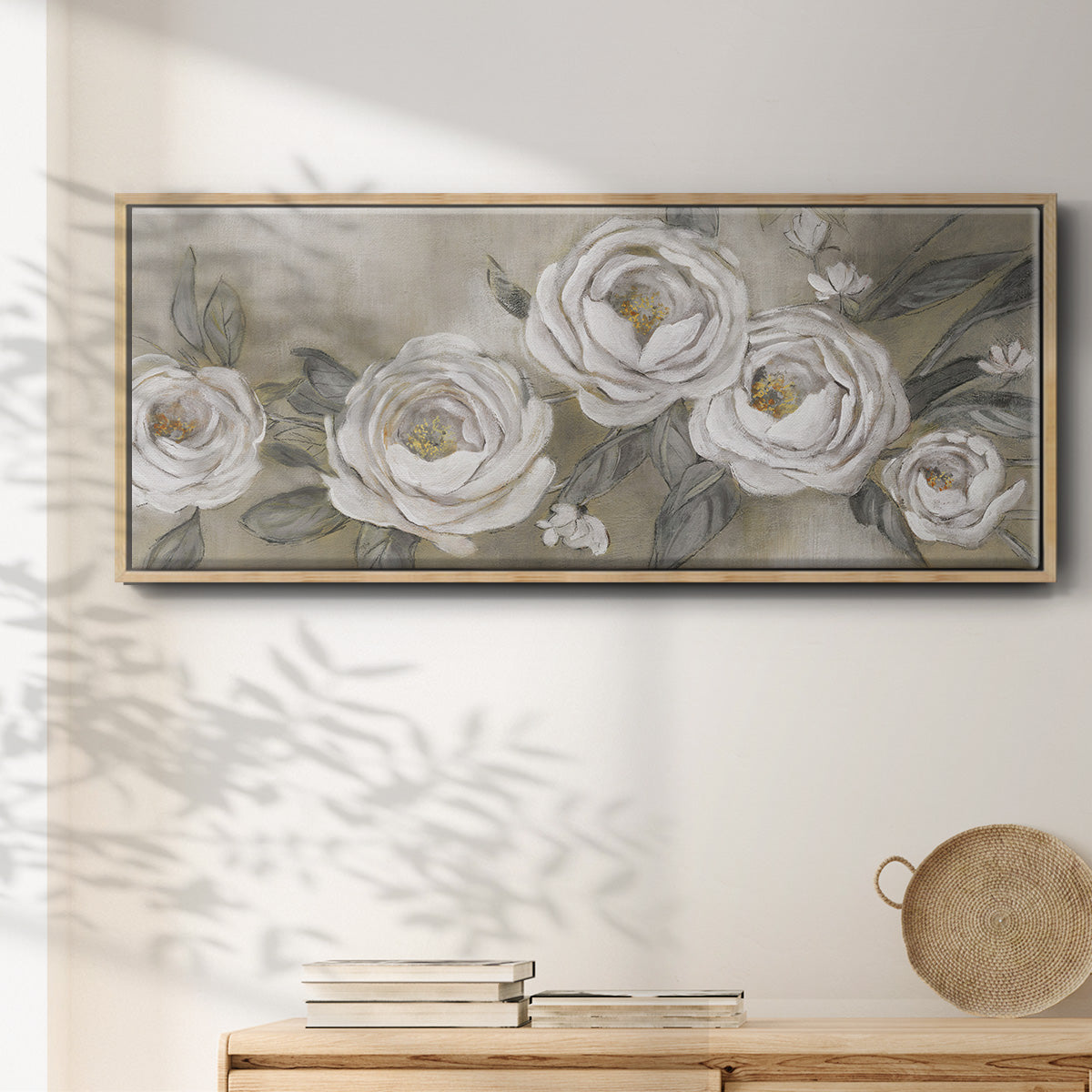 Cottage Roses - Floater Framed Canvas Print