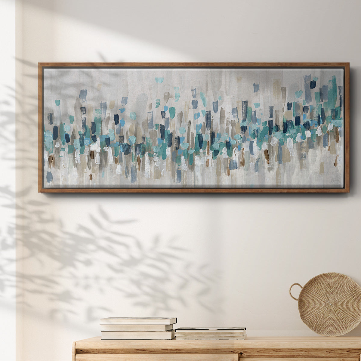 Blue Staccato - Floater Framed Canvas Print