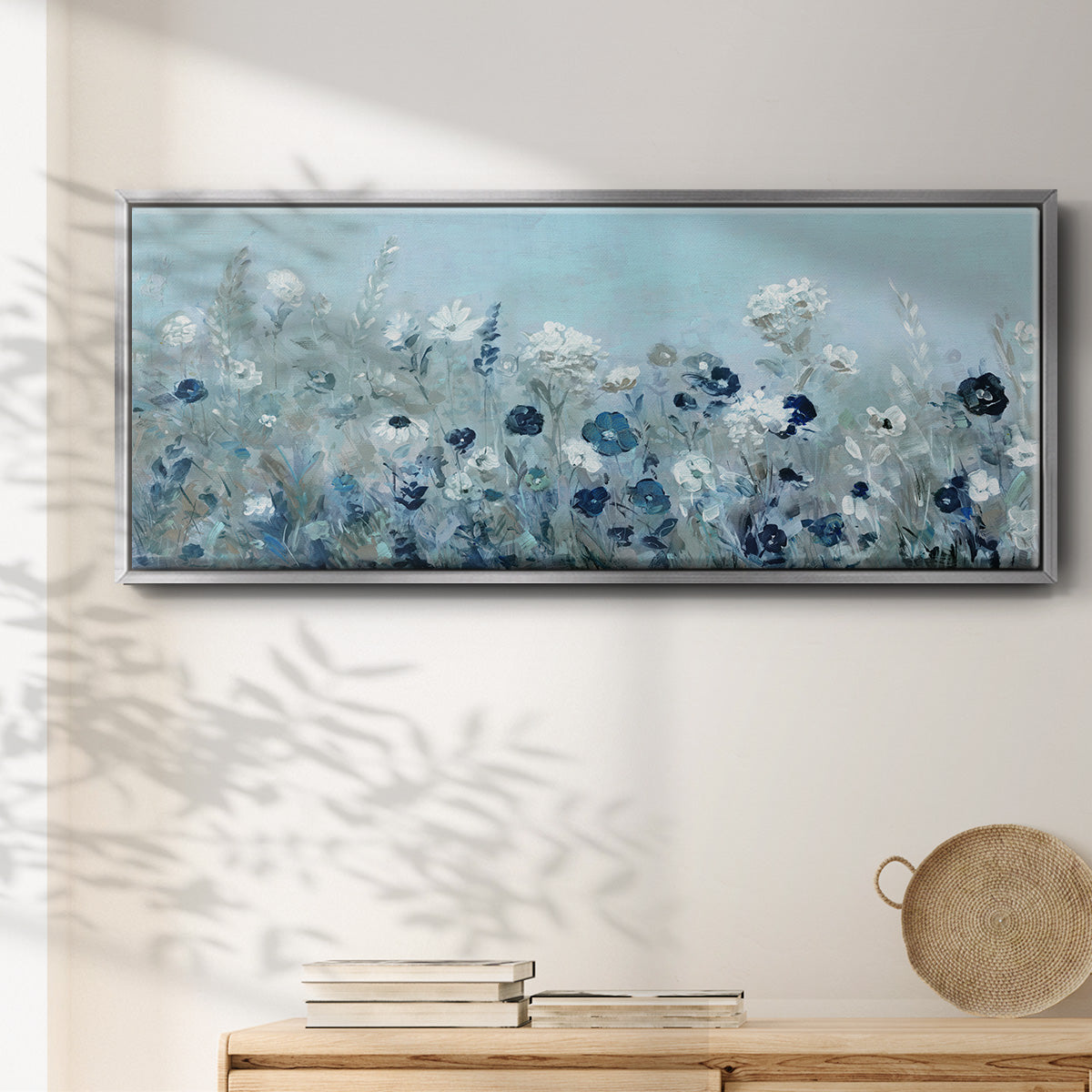 Teal Light Garden - Floater Framed Canvas Print