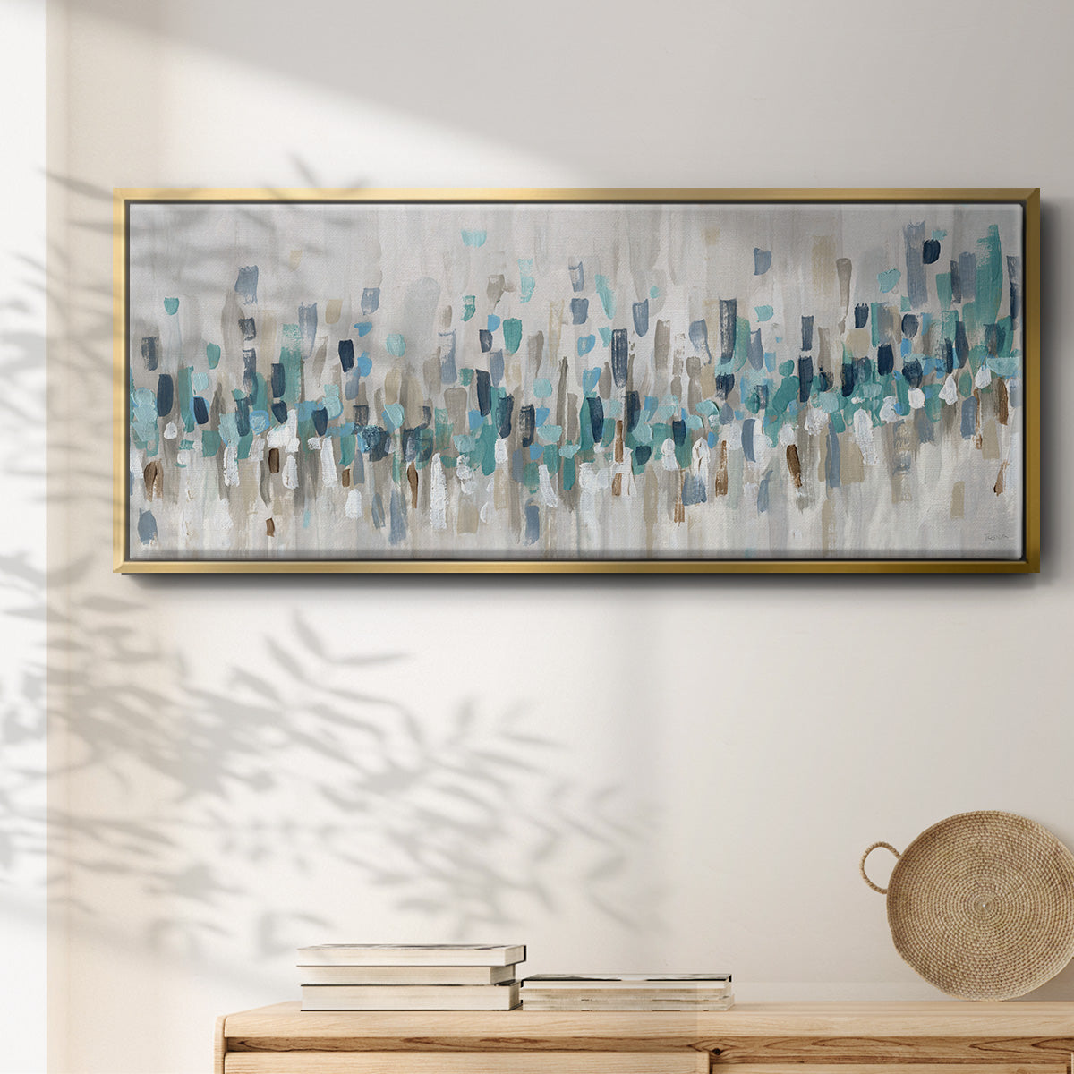 Blue Staccato - Floater Framed Canvas Print