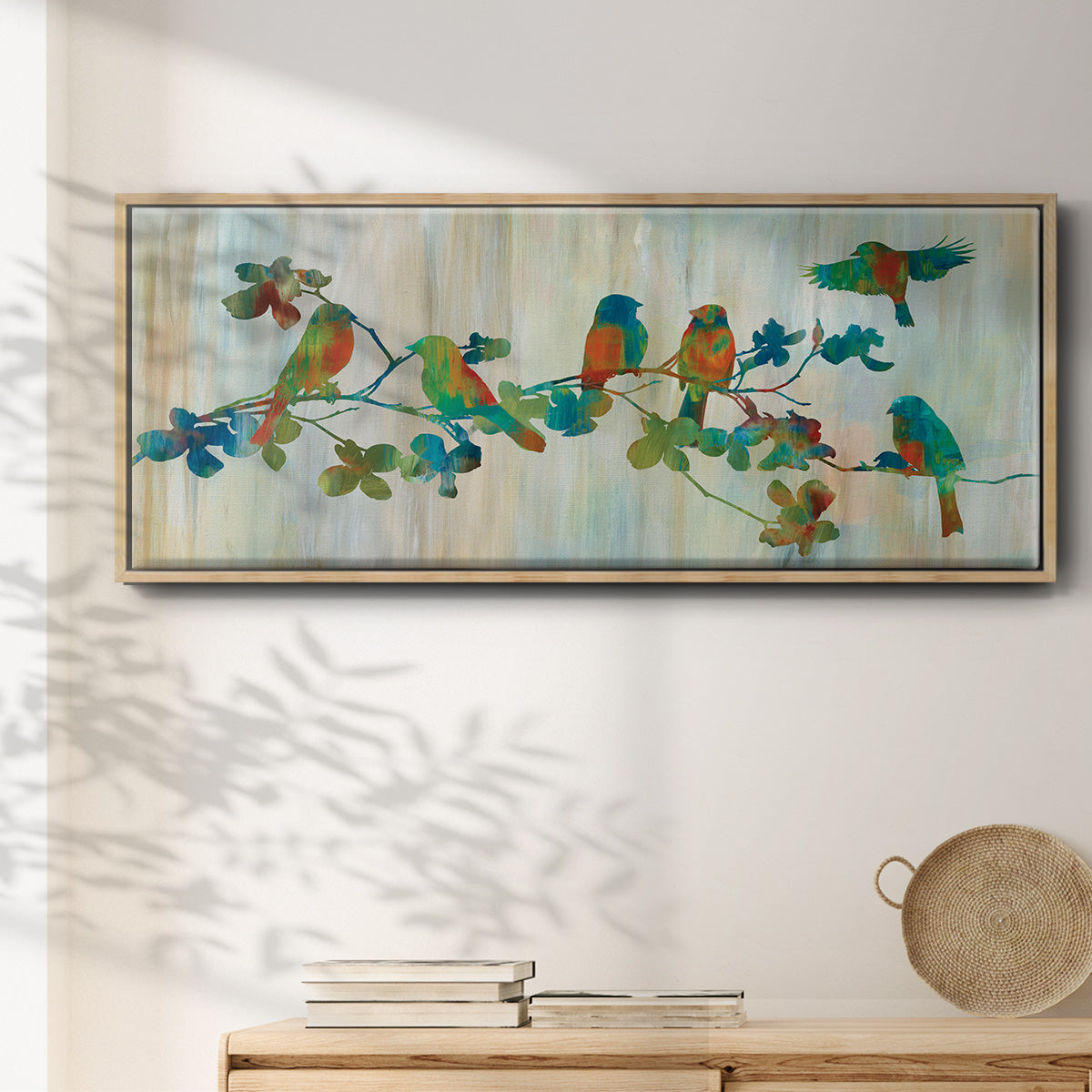 Birds on Branch - Floater Framed Canvas Print