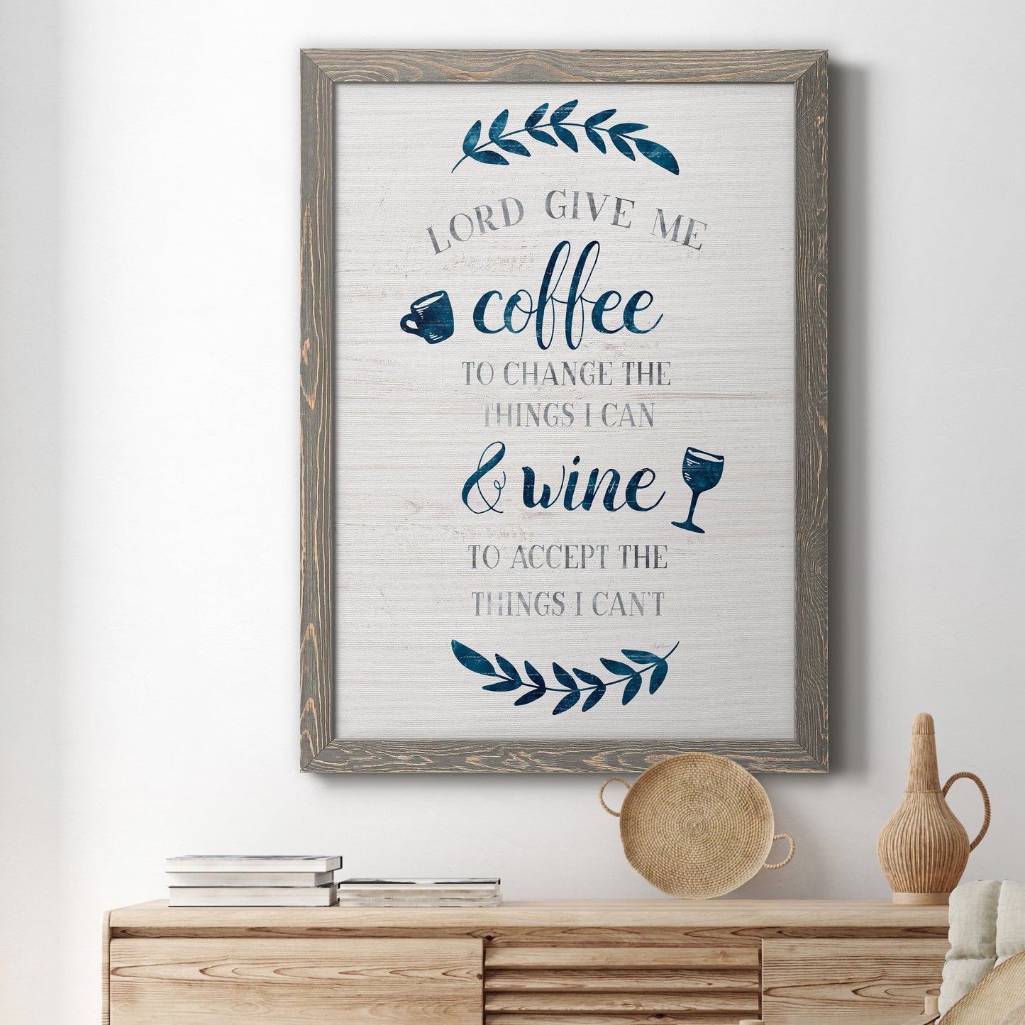 Coffee & Wine - Barnwood Framed Canvas Print