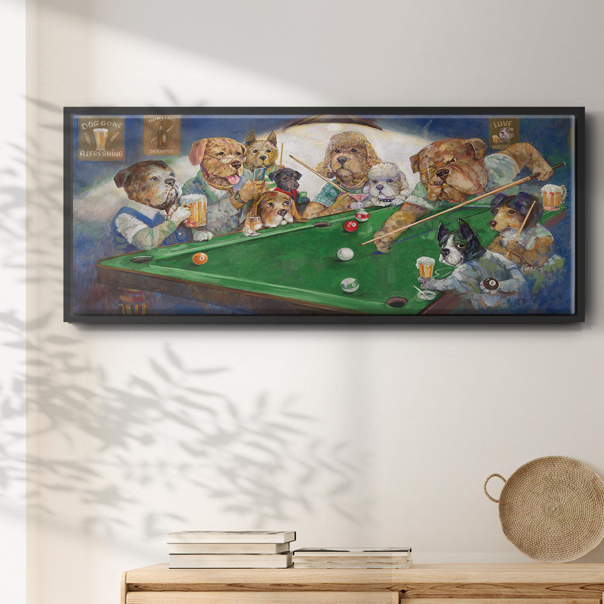 Pool Dogs - Floater Framed Canvas Print