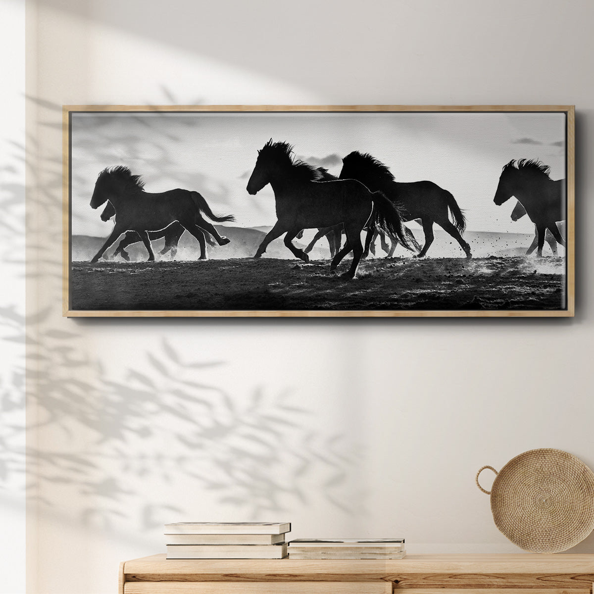 Icelandic Horses at Sunset - Floater Framed Canvas Print