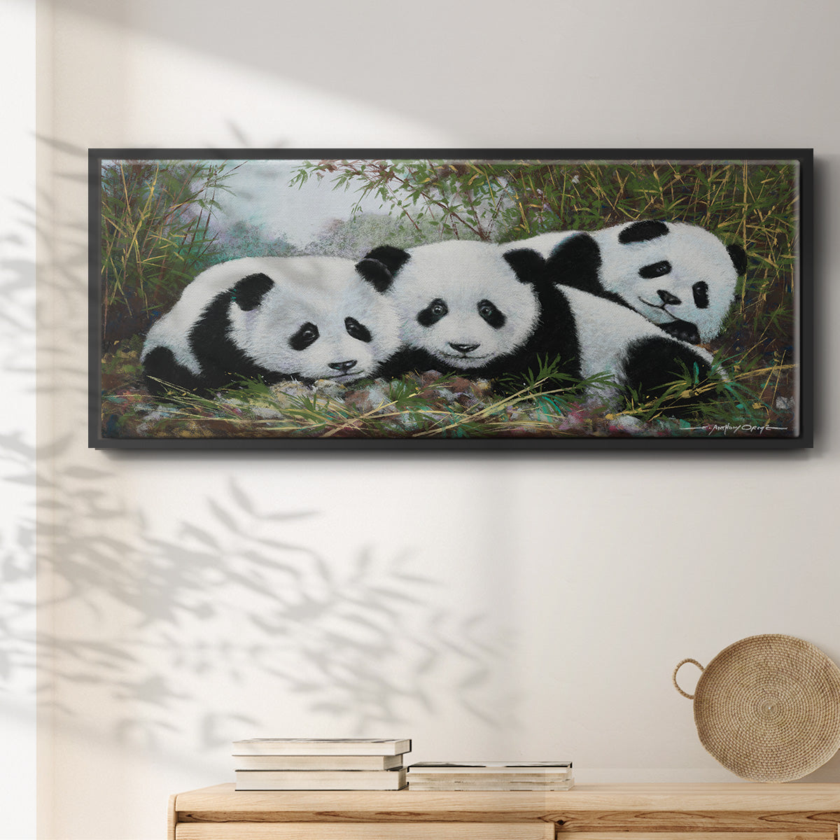 Panda Play - Floater Framed Canvas Print