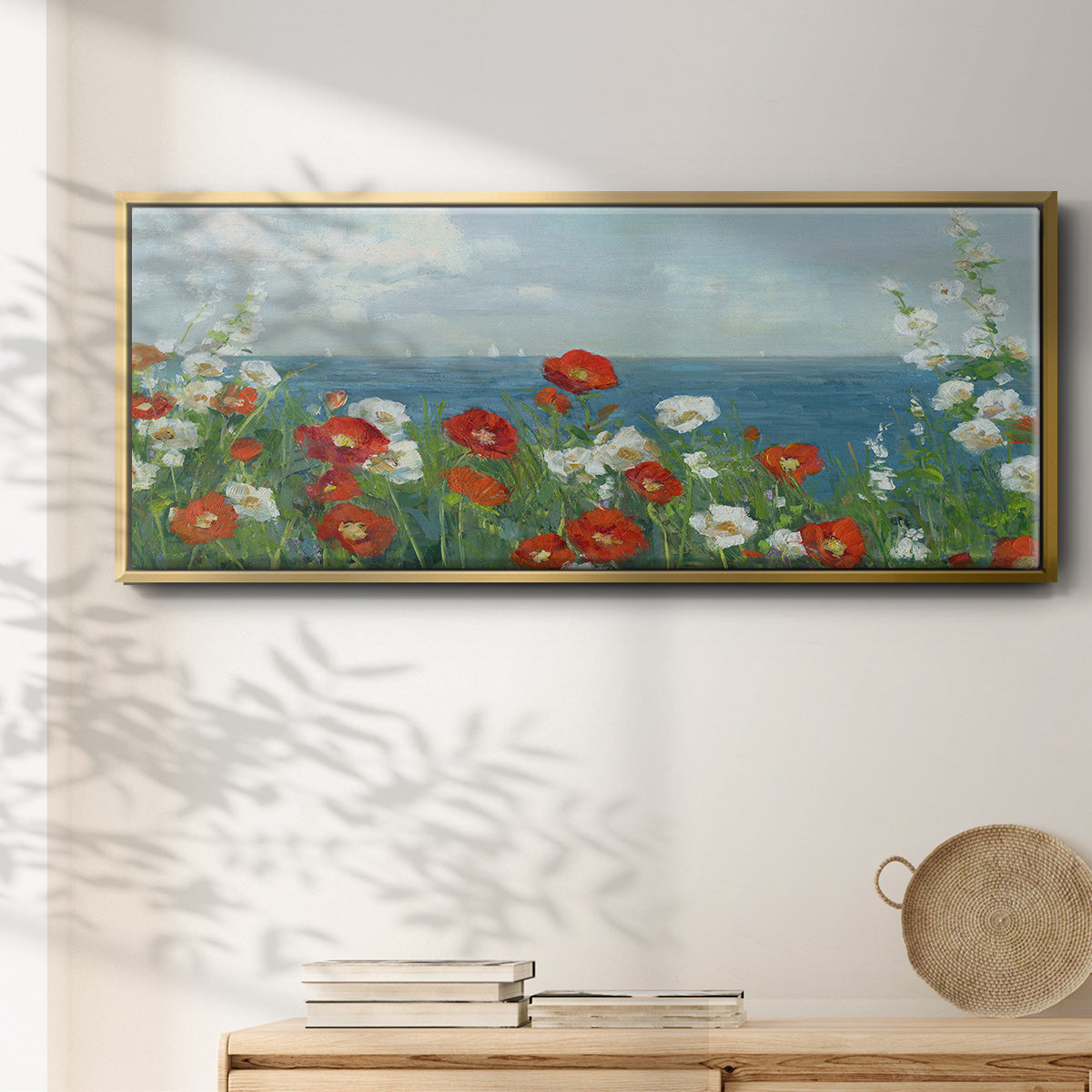 Through the Flowers - Floater Framed Canvas Print
