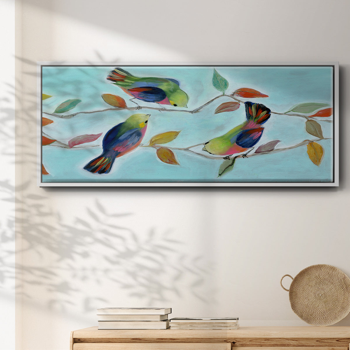 Bitty Birds I - Floater Framed Canvas Print