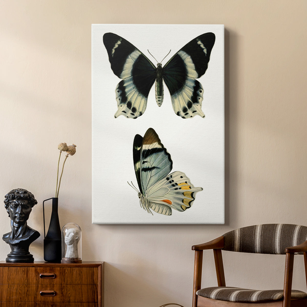 Antique Blue Butterflies I - Canvas Art Print