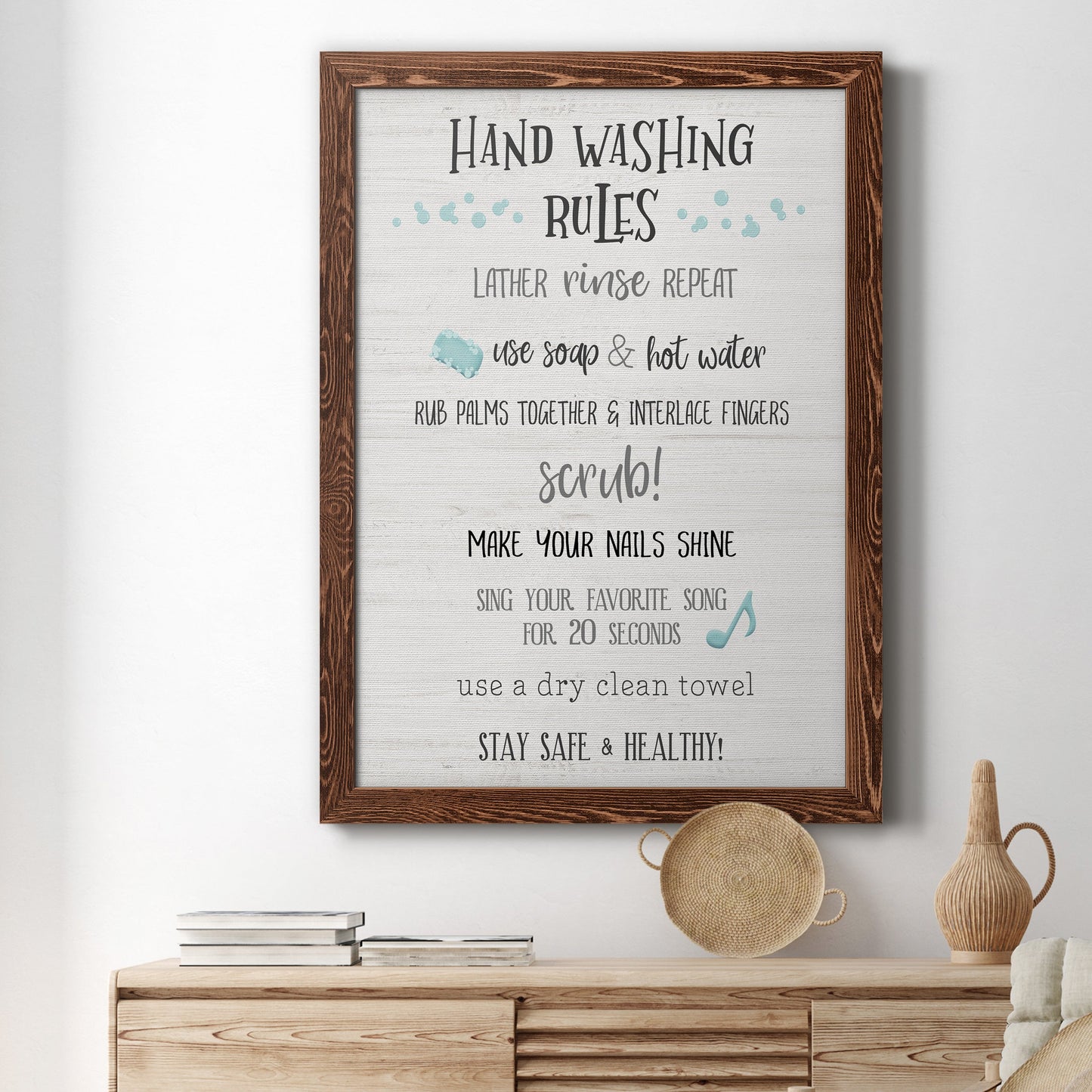 Stay Safe Rules - Premium Canvas Framed in Barnwood - Ready to Hang