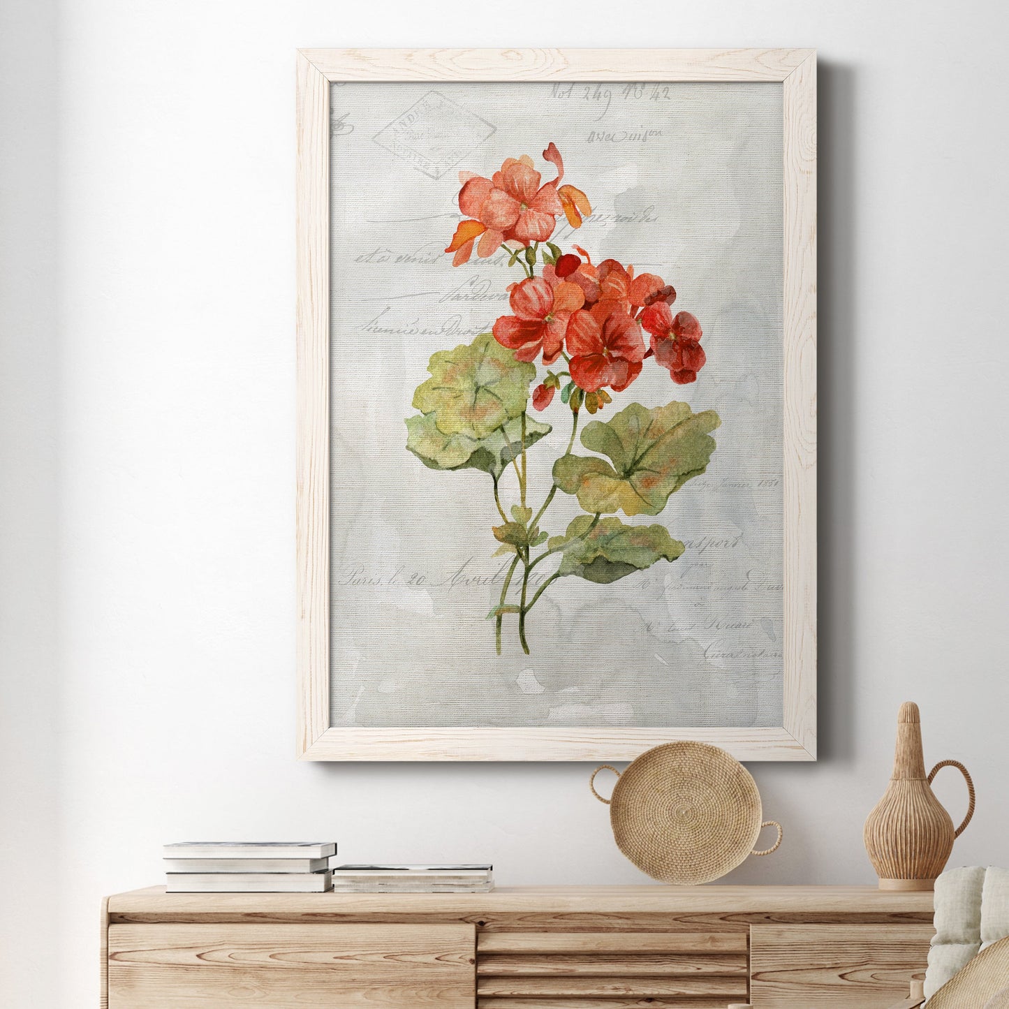 Linen Geranium - Premium Canvas Framed in Barnwood - Ready to Hang