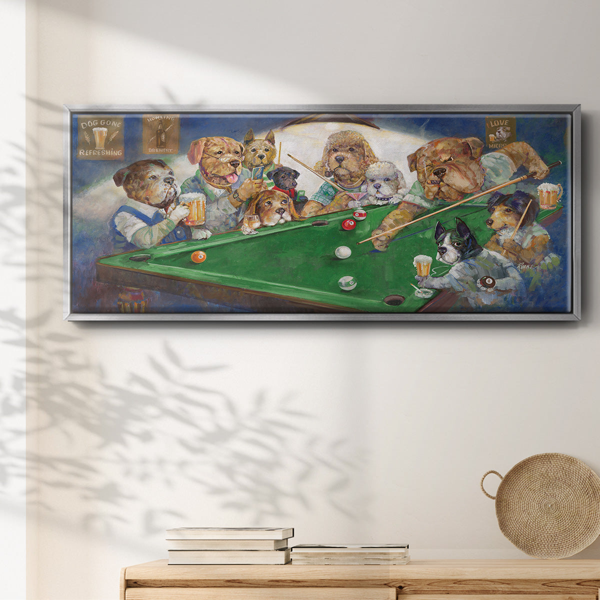 Pool Dogs - Floater Framed Canvas Print