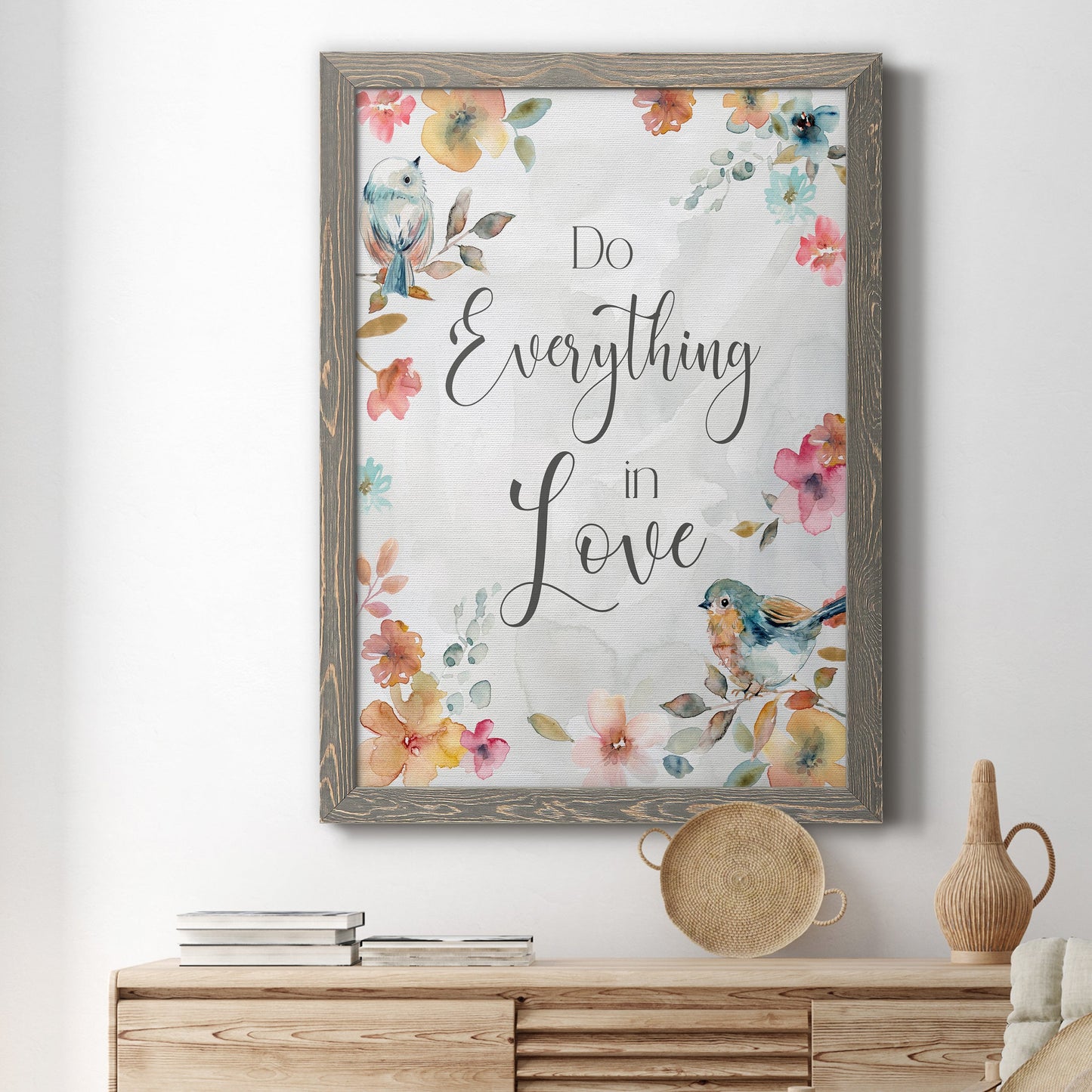 Spring Bird Love - Premium Canvas Framed in Barnwood - Ready to Hang