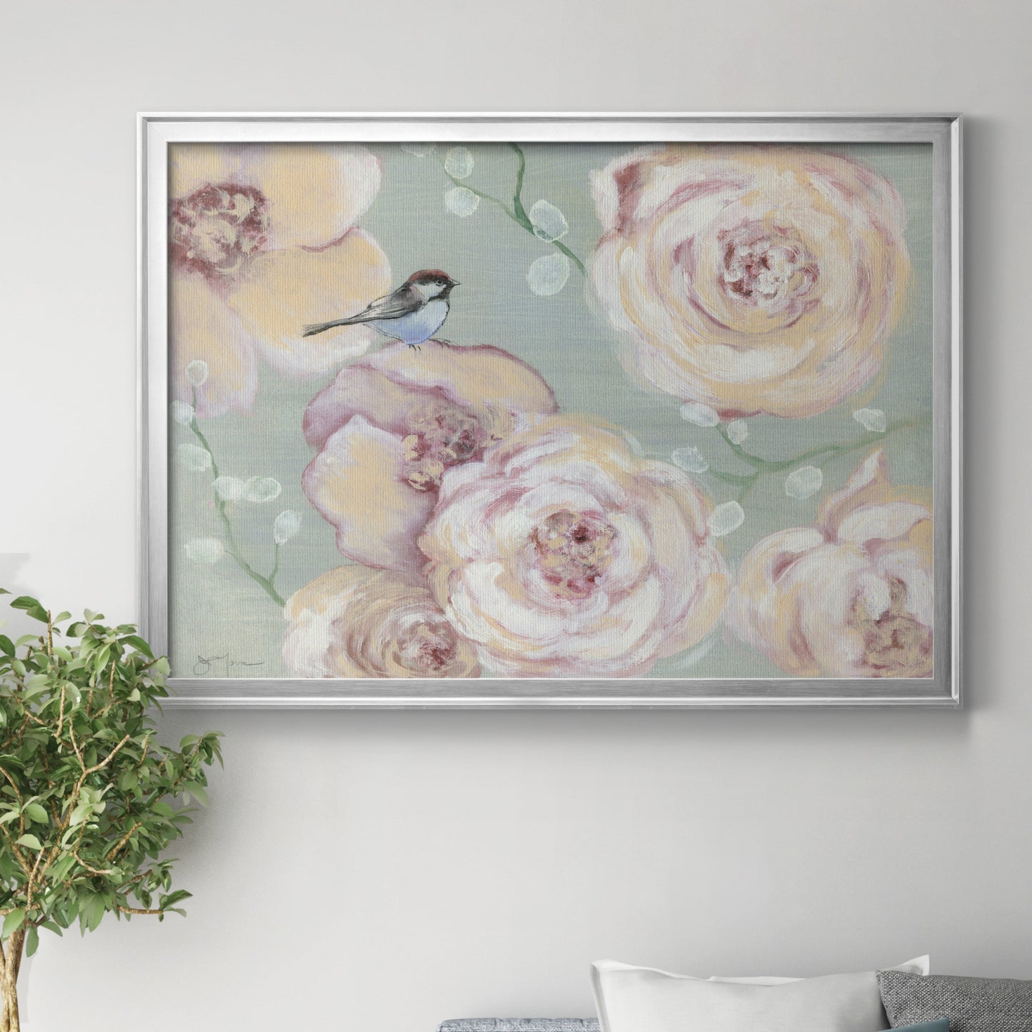 Blush Melody - Modern Framed Canvas Print