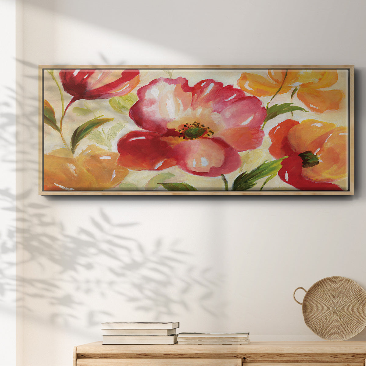 Jardin Rouge - Floater Framed Canvas Print