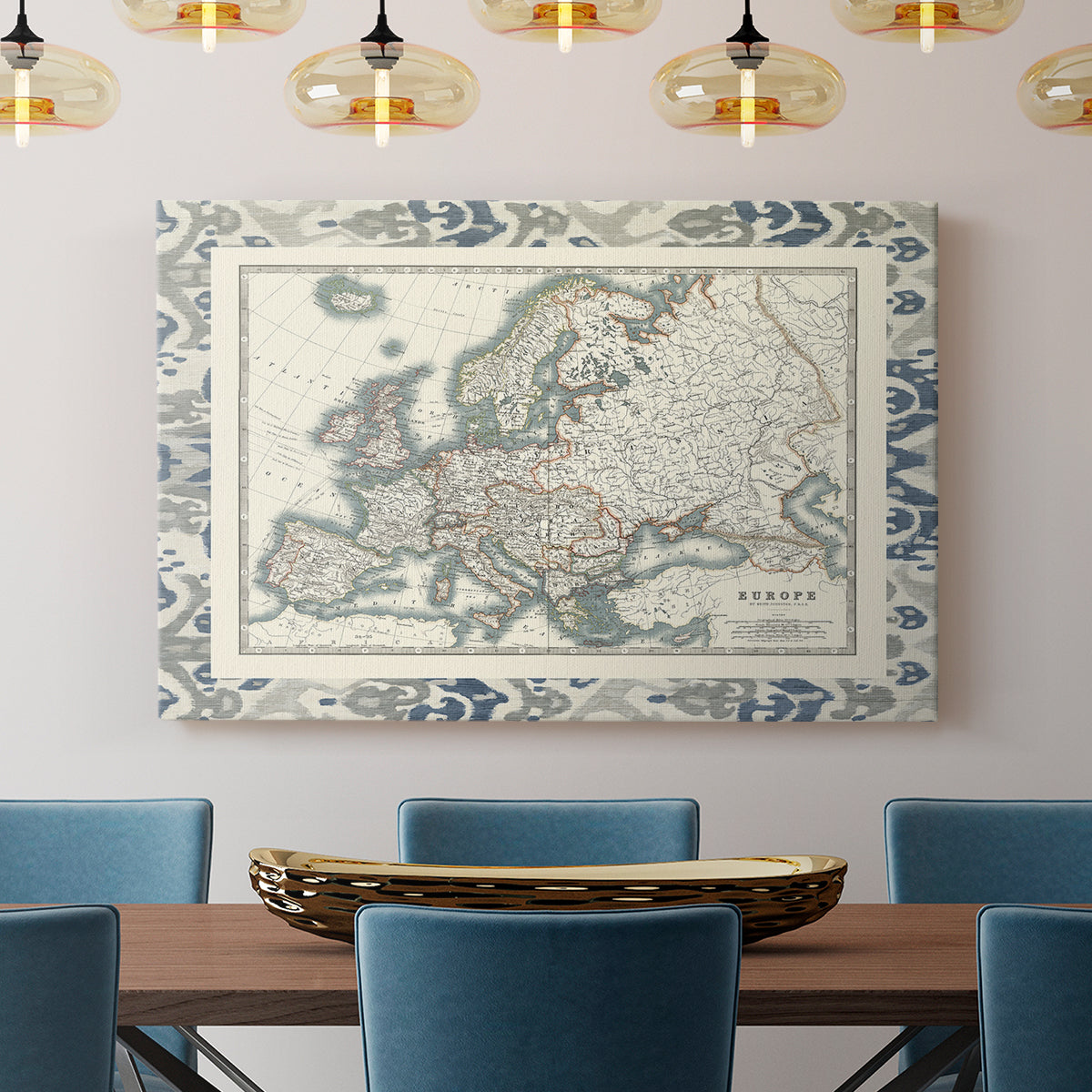 Bordered Map of Europe - Canvas Art Print