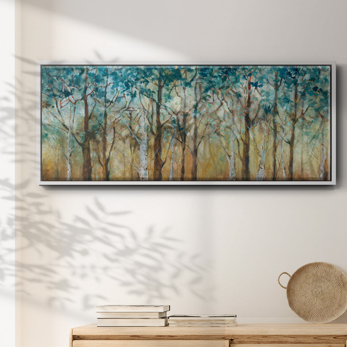 Sunlit Birch Grove - Floater Framed Canvas Print