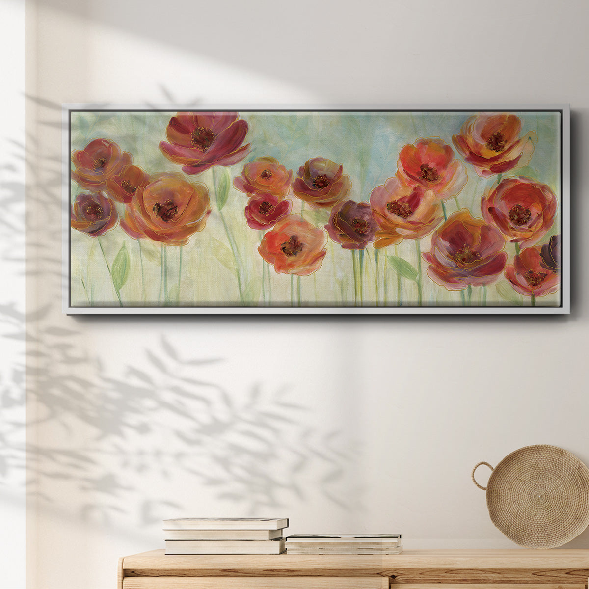 Warm Meadow Poppies - Floater Framed Canvas Print