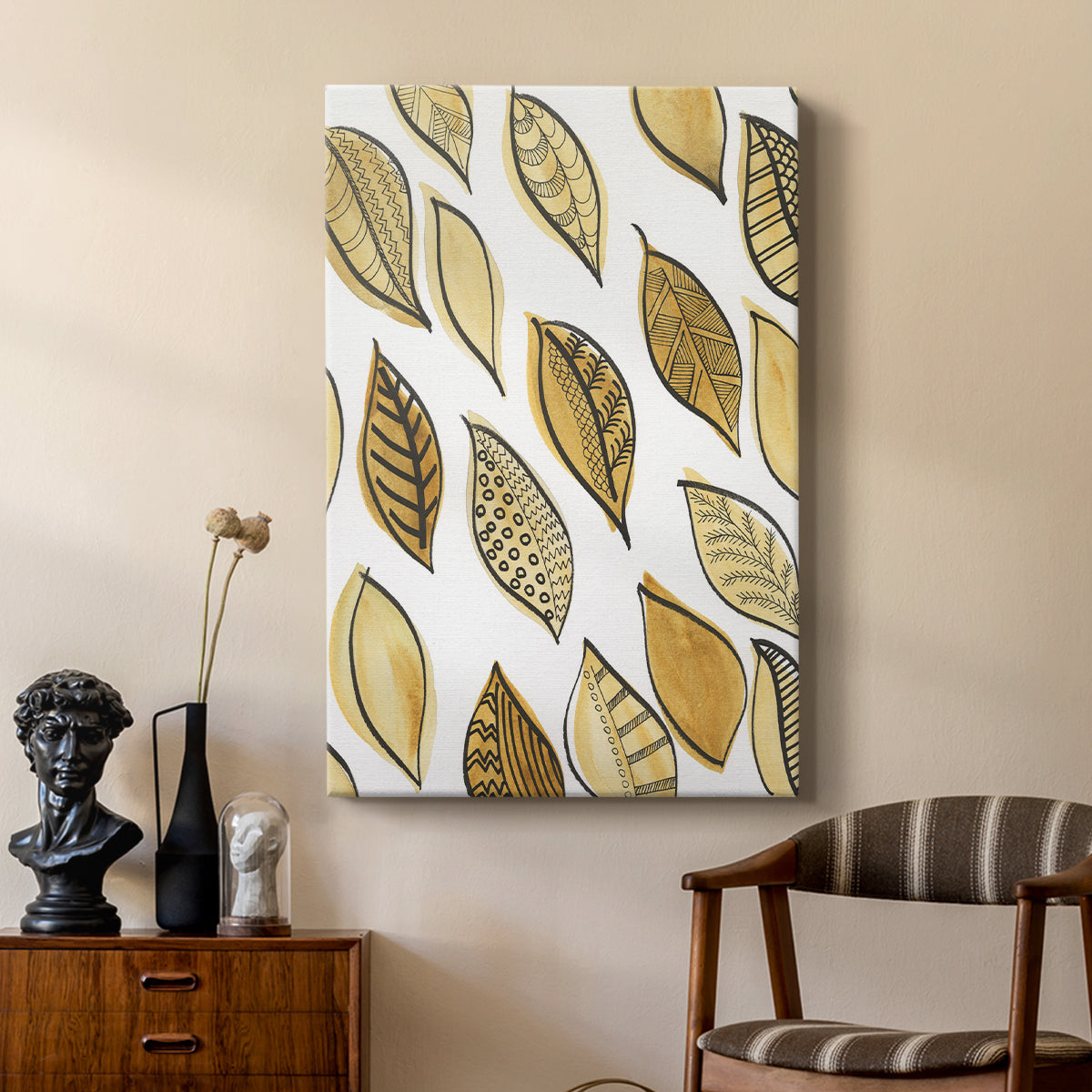 Patterned Leaf Shapes II - Canvas Art Print